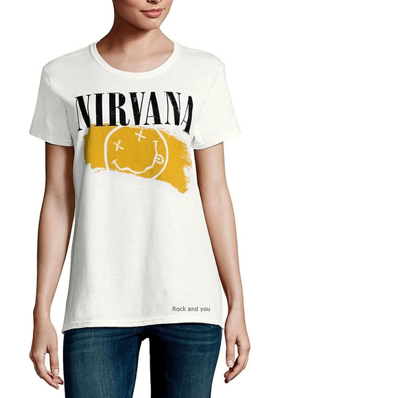 Nirvana Smiley Logo punk rock Official cotton T-Shirt L NWT - Picture 1 of 3